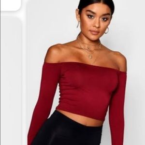 Adorable One Clothing Velvet Red Long Sleeve Tops